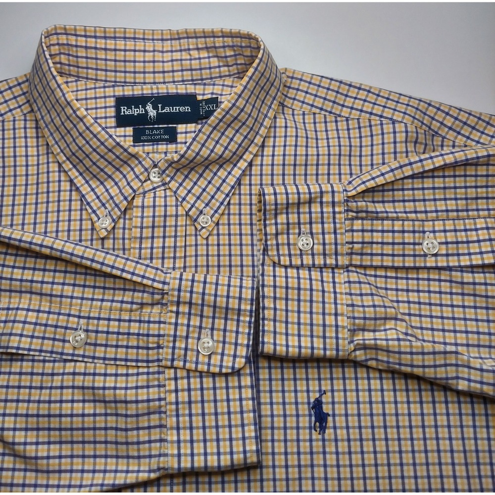Ralph Lauren Mens Vintage Plaid Blake 100% Cotton Button-Up Dress Shirt Size XXL